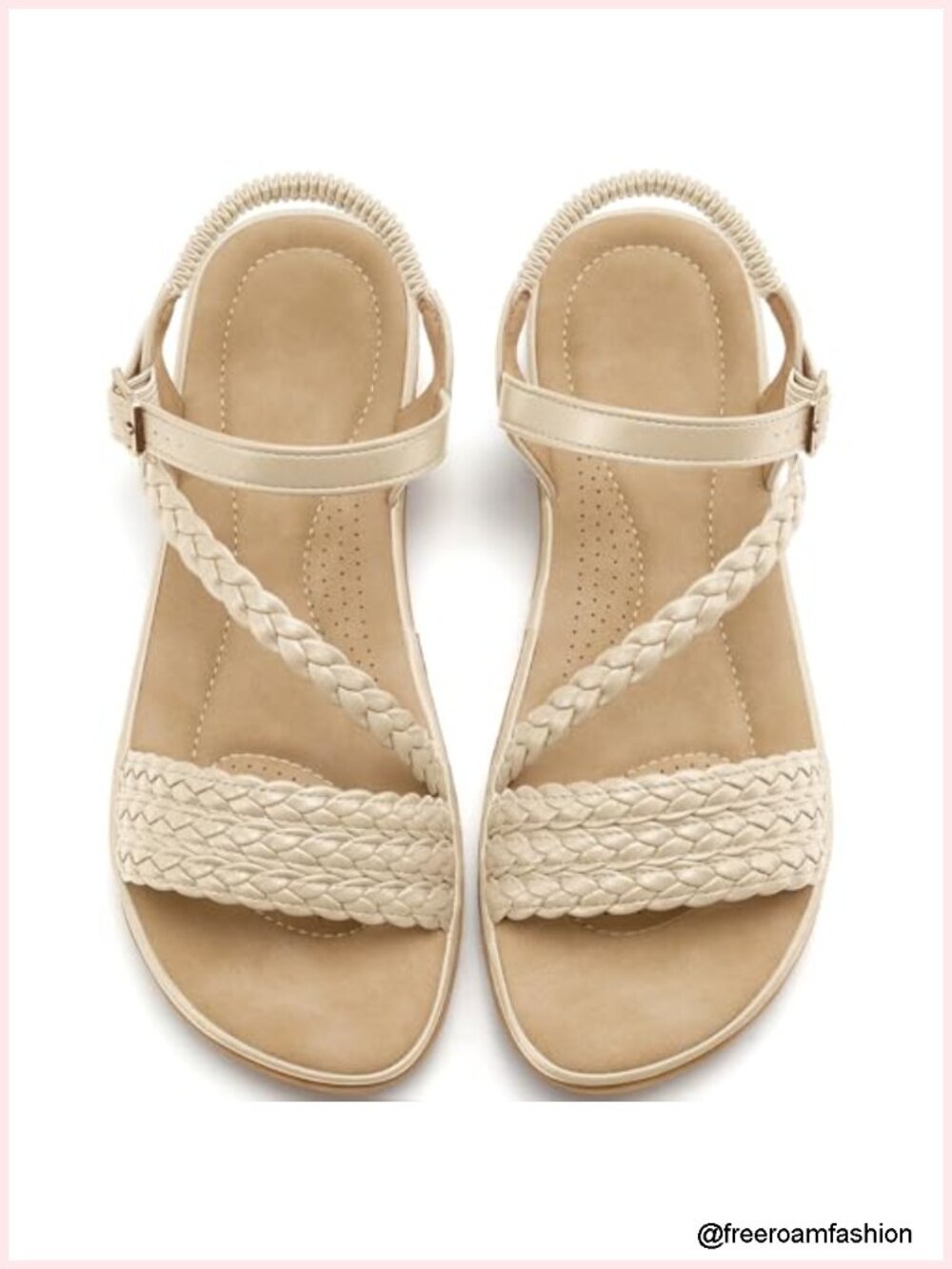Womens Sandals Strappy Flat Sandals Comfortable Walking Shoes Adjustable Buckle